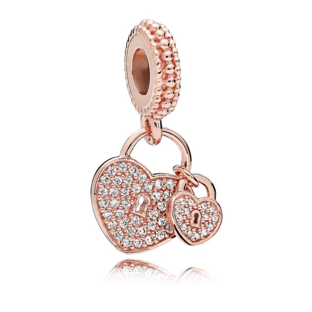 Pandora Love Locks Dangle Charm, Clear Cubic Zirconia, Rose Gold-Plated